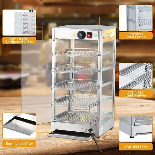 Commercial Food Pizza Pastry Warmer Countertop Display Case 3-Tier / 5-Tier  23" x19" x 34" high