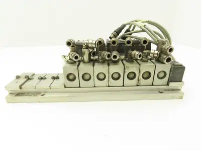 Vektor AG VP8100196 12-Station Manifold w/Herion Pneumatic Solenoid Valves 24VDC