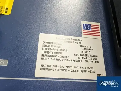USED Environmental Specialties 33.8 Cu Ft Environmental Specialties Environmental Chamber, Model ES2000 CS