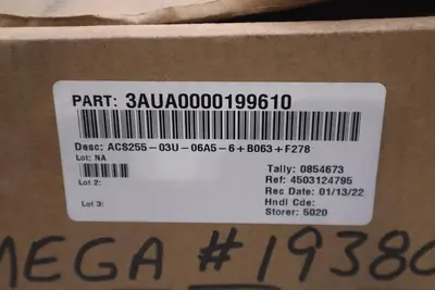 ABB ACS255-03U-06A5-6+B063+F278 3~500-600V IN 5HP 6.5A TYPE 4X - STOCK GF238