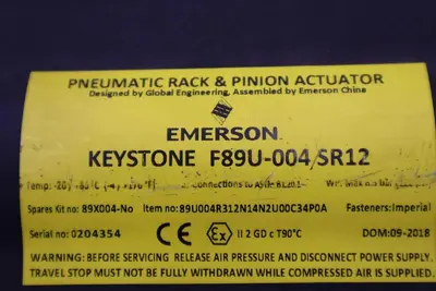 EMERSON 89U004R312N14N2U00C34P0A/ NN5008 ACTUATOR STOCK 4883