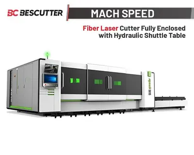 Bescutter MACH SPEED 5'x10' | 6000W -20000W | Fiber Laser Cutter Fully Enclosed with Hydraulic Shuttle Table