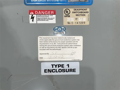 1200 AMP, 240V Illinois Switchboard Disconnect