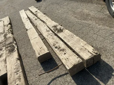 (2) Used Wood Crane Mats, approx. 18’ long, 40” and 47” widths, approx. 8” thick, showing wear