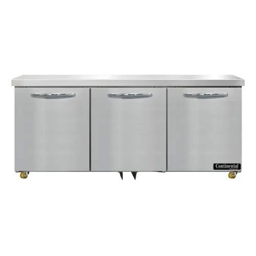 Continental D72N-U 72" W Undercounter Refrigerator W/ (3) Sections & (3) Doors, 115v