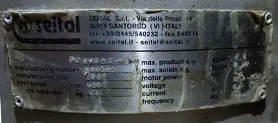 SPX Seital SE 05 BDX-EXM manual clean separator, SS.