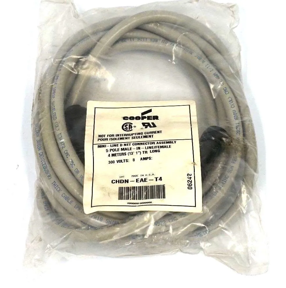 NEW COOPER CHDN-EAE-T4 MALE FEMALE CONNECTOR CABLE CHDNEAET4