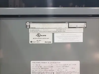 600 volts Motor Control Center Unit Bulletin 2100