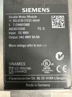 Siemens Sinamics 6SL3120-2TE21-0AA4 Double Motor Mod (8.4.6)