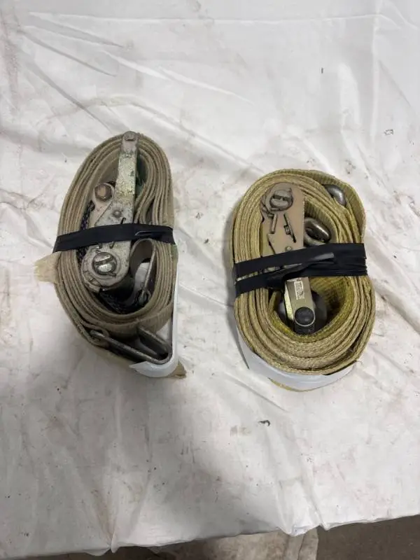 Two Tan 3" Ratchet Straps