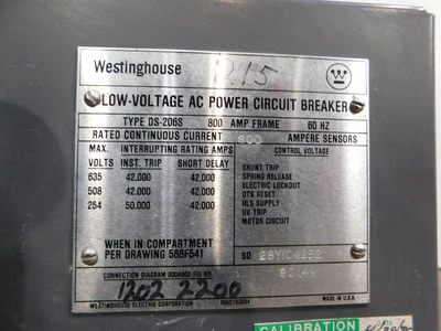Used Westinghouse DS-206S Circuit Breakers Ohio US | Equipment Recovery Corp. #1329739