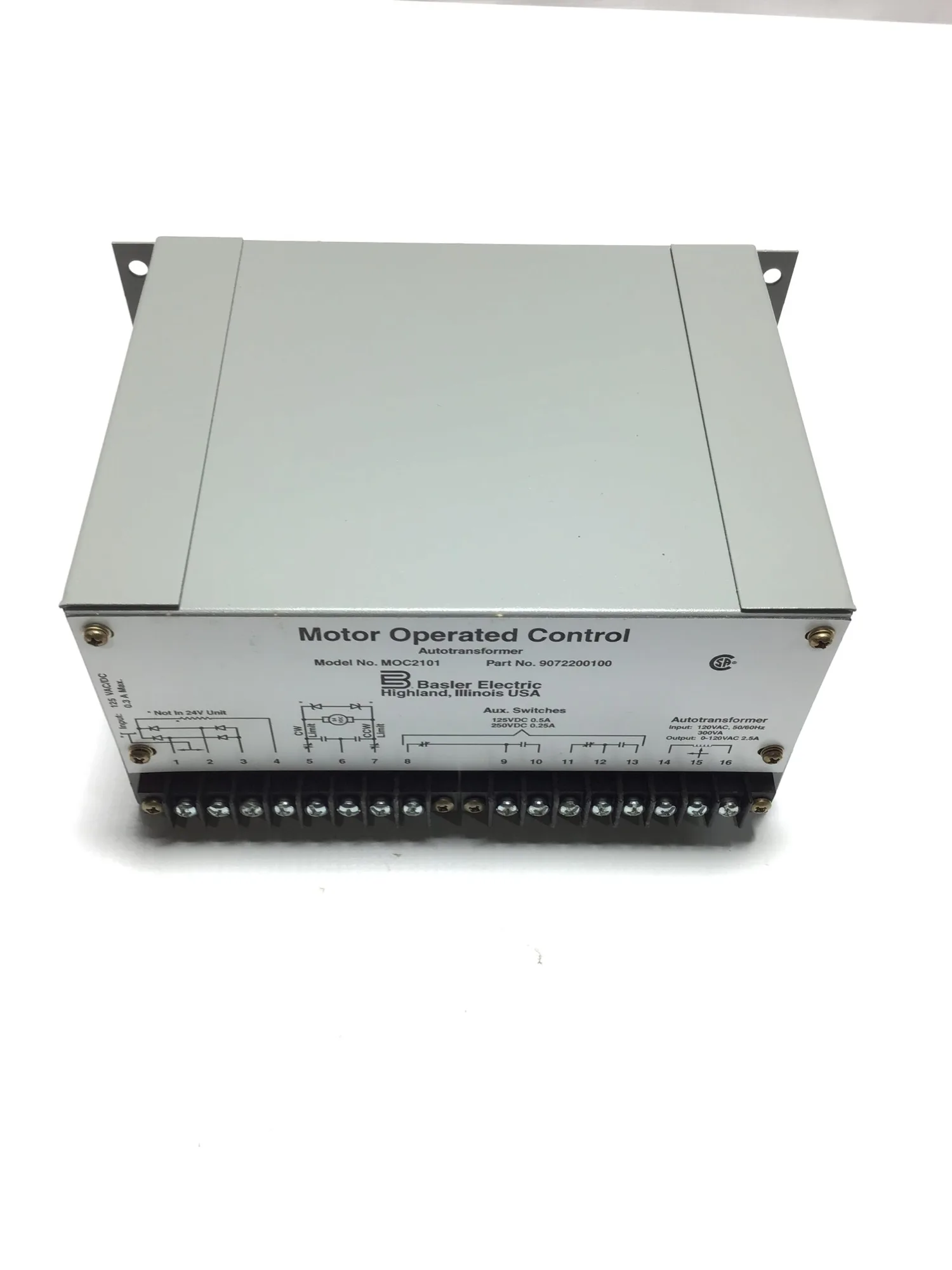 Basler Electric MOC2101 Motor Operated Control (MOC) Autotransformer Unit