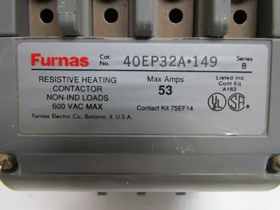 Furnas 40EP32A*149 Resistive Heating Contactor 53 Amp 120V Coil Contact Kit