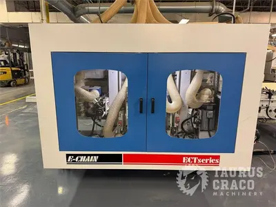 Used 2019 E-CHAIN ECT-48S ANGULAR DOUBLE END-TENONER LINE Woodworking Tenoners Ontario CA | Taurus Craco Machinery Inc #1314188