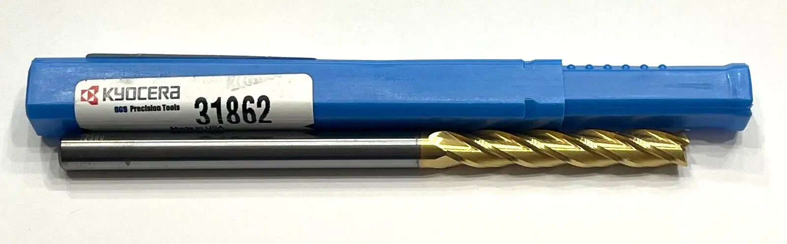 Kyocera 1/4" x 1/4" x 1-1/2" x 4" Carbide End Mill Tin Coating 4 Flute USA Made