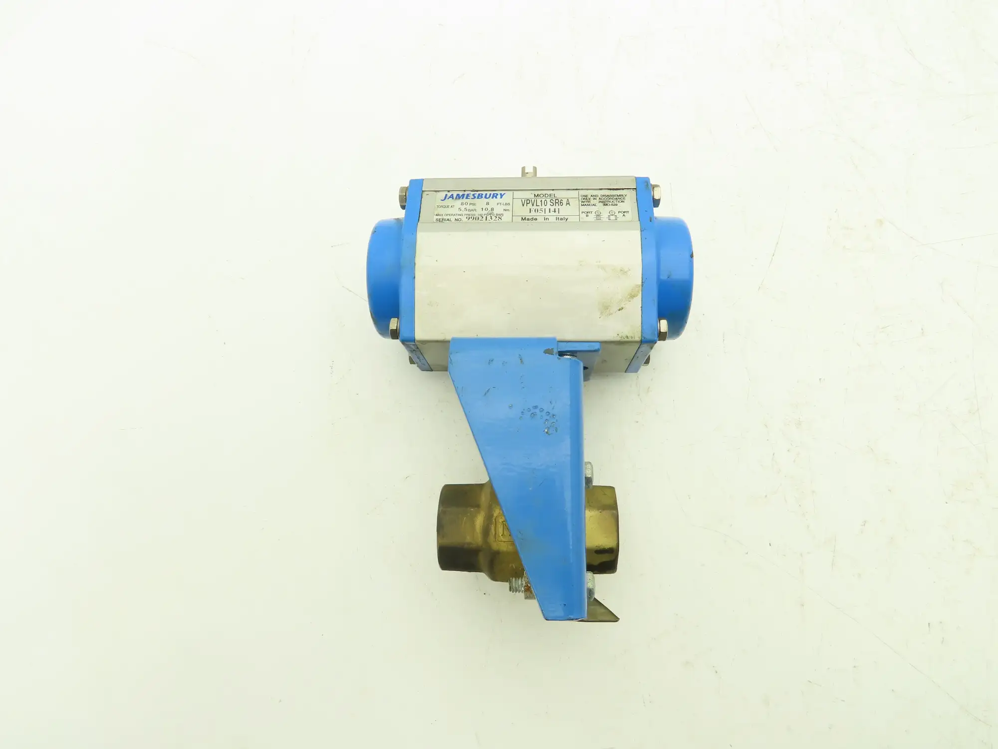 Jamesbury VPVL10SR6AF0514 Pneumatic Actuator 1/4 Turn 80psi 8ft-lb 1" Ball Valve