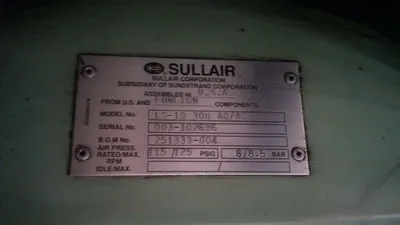 Used Sullair LS10-30H Rotary Screw & Sliding Vane Air Compressors Quebec CA | Machineco #1256333