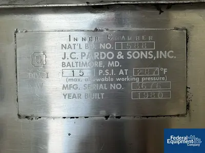 USED JC Pardo 100 Gal JC Pardo Triple Motion Kettle, S/S, 15/40#