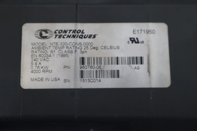 Used CONTROL TECHNIQUES NTE-320-CONS-0000 Motors (misc) Minnesota US | Machinesused.com #1506833
