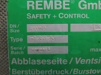 Rembe GmbH Q-Rohr 3 SS Dust Collector Flame Filter 600/24" Rupture Disc