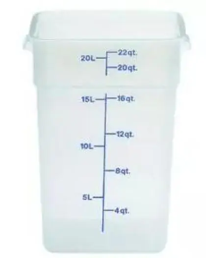 22 Qt Translucent Square Polypropylene Food Storage Container