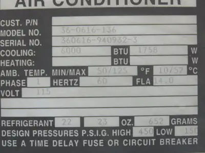 Mclean Midwest 36-0616-136 Electrical Enclosure Air Conditioner 6000 BTU 115V