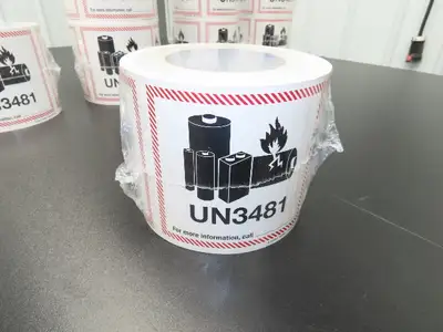 ULINE S-23263 UN-3481 Lithium Battery Handling Labels 4-5/8X5" 10 Rolls 5000ct