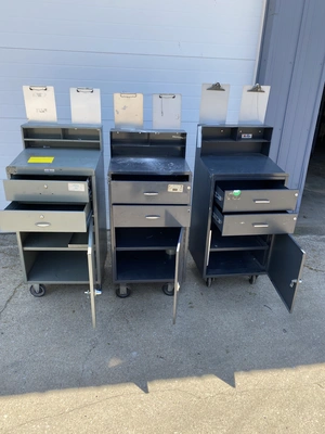 LOT OF 3 Rolling Mobile Workstation Storage Desks.