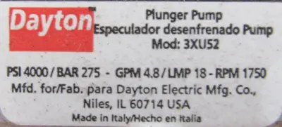 NEW DAYTON 3XU52 PUMP 4.8GPM