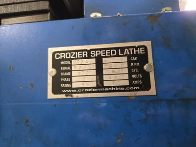 Crozier Speed Lathe Model 3CPL