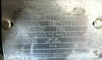 REFURBISHED CONSOLIDATED 06136R SAFETY VALVE 550PSI 1-1/2" 1912FT-1