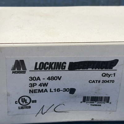 (2) Morris NEMA L16-30R30A, 480V 3P 4W Female Connectors Fast Shipping+ Warranty