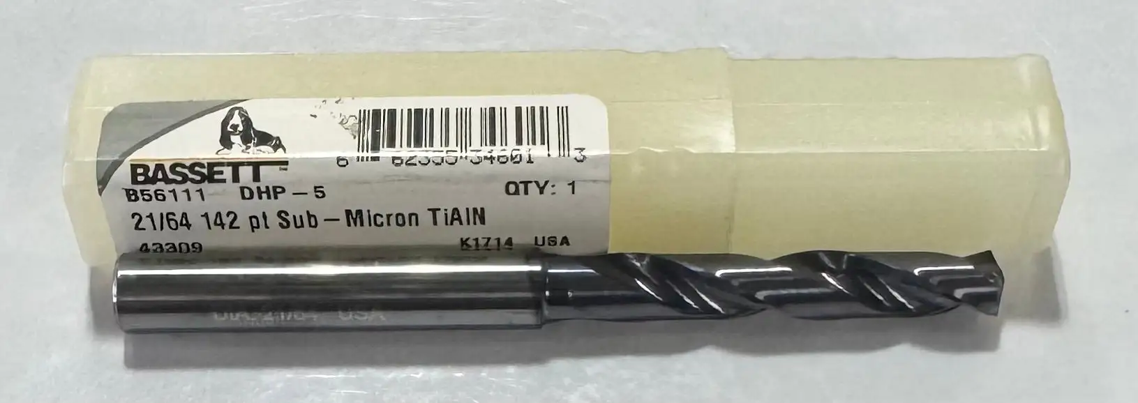 Bassett 21/64" Solid Carbide Drill TiAlN High Performance USA Made
