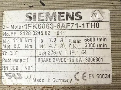 USED SIEMENS 1FK6063-6AF71-1TH0