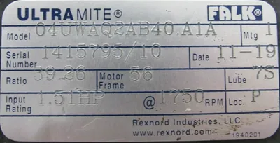 NEW FALK 04UWAQ2AB40-A1A GEAR REDUCER 39.26:1 04UWAQ2AB40A1A