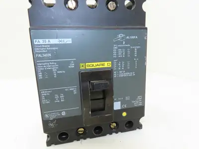 Square D FAL34035 3 Pole Circuit Breaker 35A 600V 3PH Gray Face Molded Case