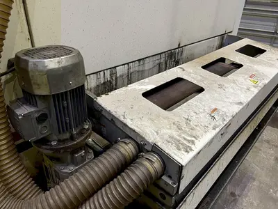 63" MIDWEST AUTOMATION MODEL #N3-6375 3 HEAD WET TYPE BELT DEBURRING GRINDER MACHINE: STOCK 18225