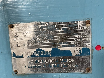 250 hp Westinghouse AC Motor 4000v 1782 rpm frame 5008U