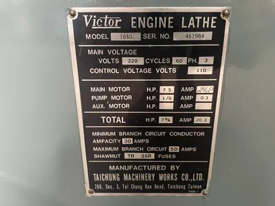 Used VICTOR 1640 Engine Lathes California US | Wheeler Machinery Sales #1332345