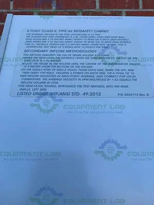USED LABCONCO 302611100 CLASS II TYPE A2 LOGIC + BIOLOGICAL SAFETY CABINET 6 FT, 115V