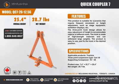 Used WOLVERINE QC7-26-12.5G QUICK COUPLER 7, Hitches Michigan US | Miedema Asset Management Group #1579567