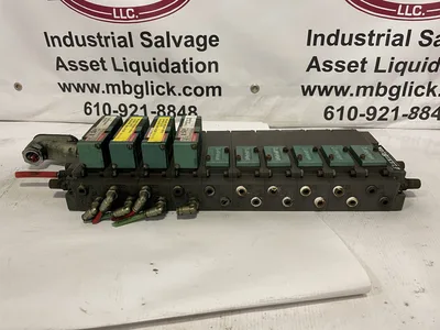 Numatics 081SA400K000030 FlexiBlok Pneumatic Valve Manifold w/ 4 Solenoid Valves