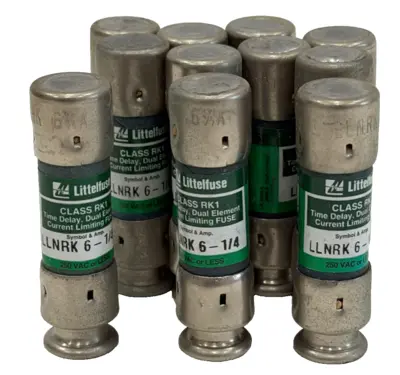 NEW LOT OF 11 LITTELFUSE LLNRK-6-1/4 TIME DELAY FUSES LLNRK614
