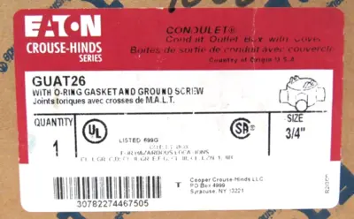 NEW EATON CROUSE HINDS GUAT26 OUTLET BOX 3/4"