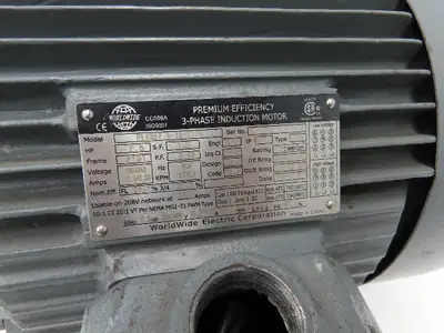 Worldwide Electric PEWWE7.5-18-213T Induction Motor 7.5Hp 1760rpm 230/460V 3PH
