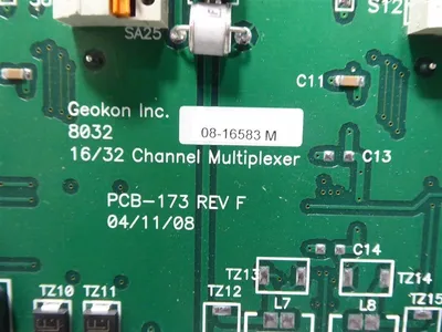 Geokon Inc. 08-16583 8032 16/32 Channel Multiplexer Board PCB-173 Rev. F Used