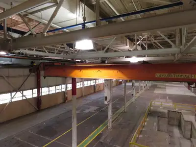 Cleveland Tramrail P&H 11 Ton Double Girder Underhung Bridge Crane 34' 10" Span