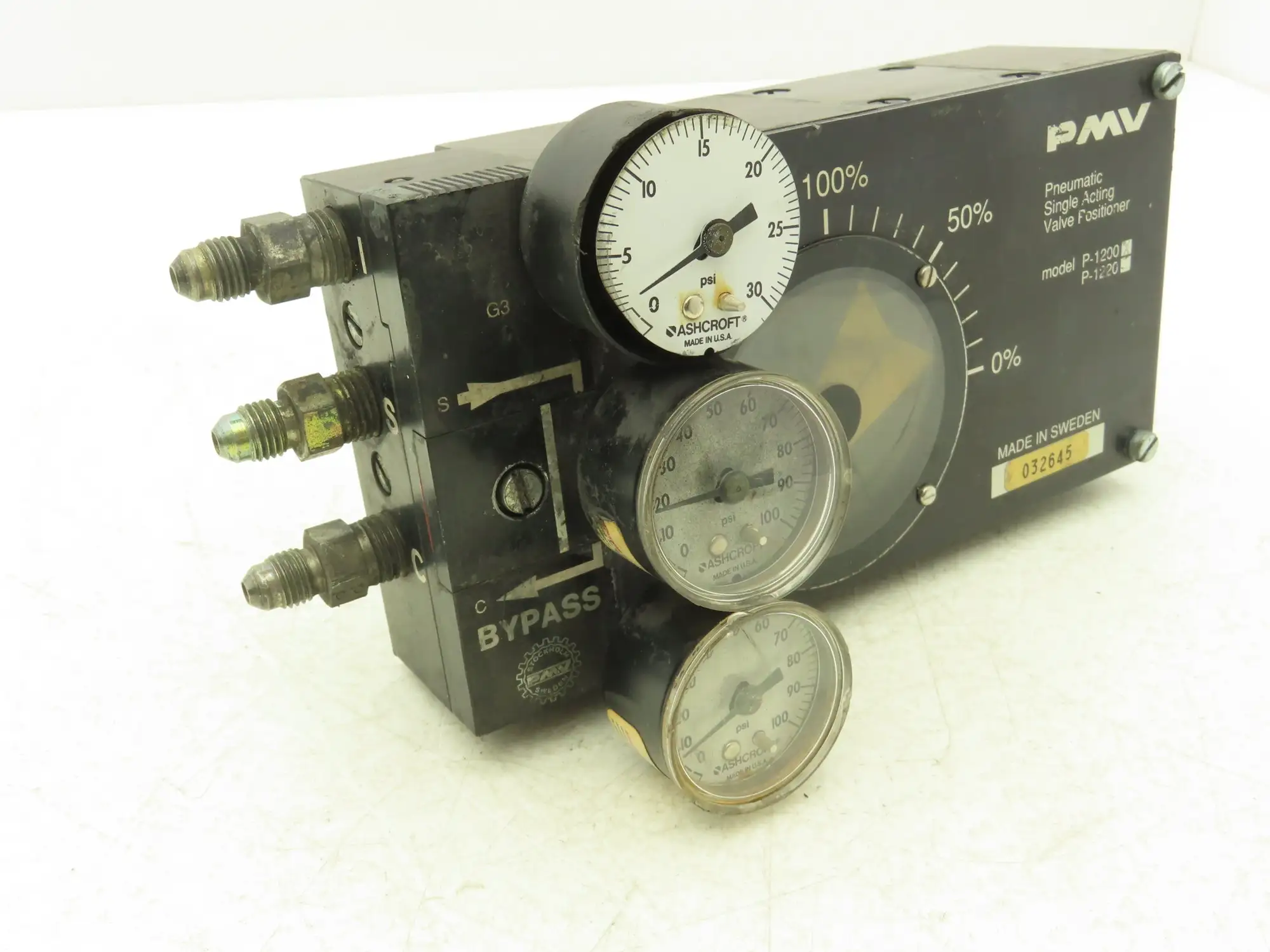 PMV P-1200 Pneumatic Valve Positioner Single Acting 1/2" Hex Shaft