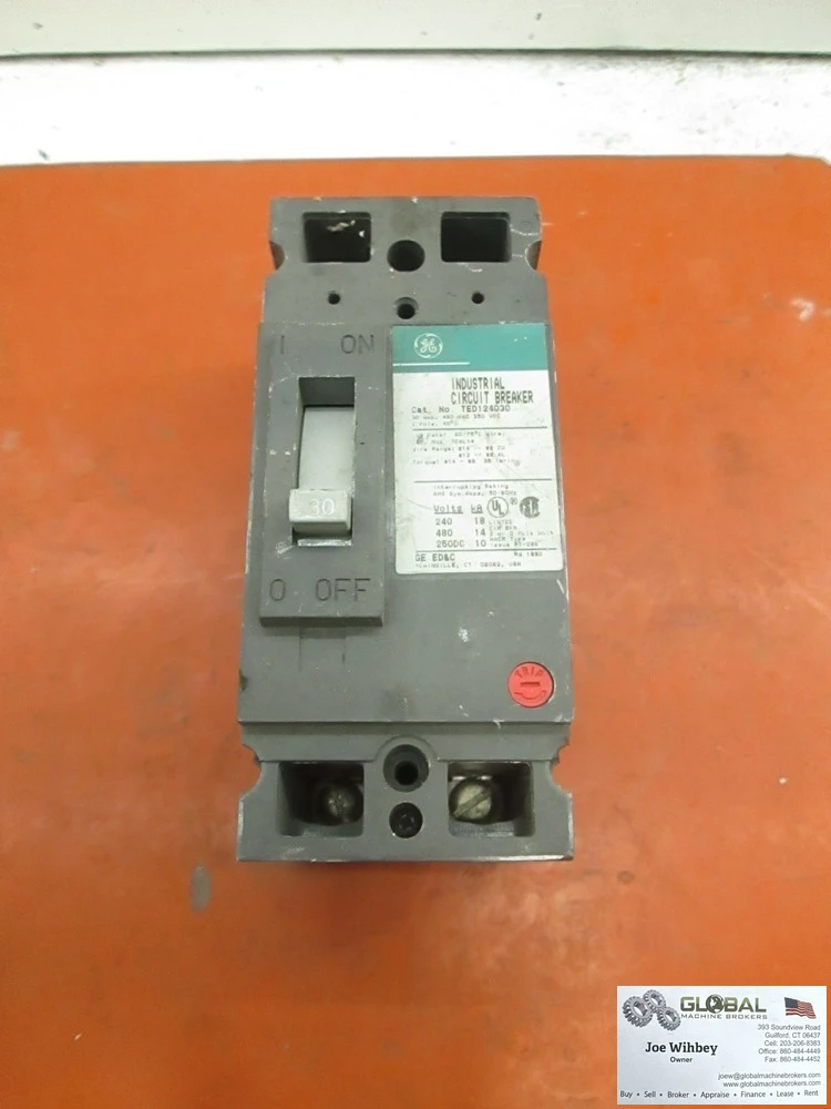 General Electric Industrial Circuit Breaker TED124030, 2 Pole, 480 VAC