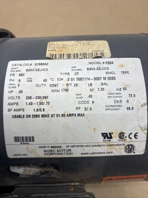 NEW NIDEC, US MOTORS U13S2AC